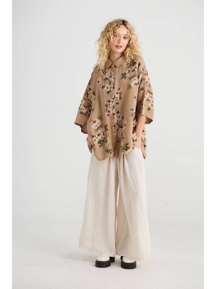 Miss Rose Sister Violet - Venta al por mayor Camisa con botones - Mujer - MUJERES - Camisa FLORAL de Lino Teddy17