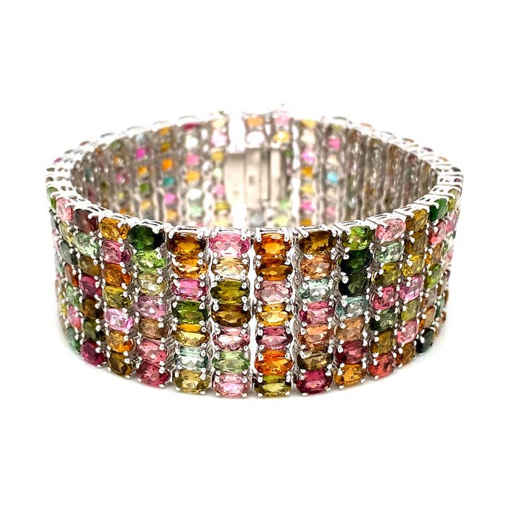 Bracciale multi tormalina in argento .925 - KSD 42822 per la vendita all'ingrosso da parte di Kotawala Jewels