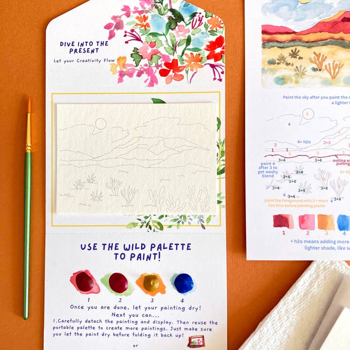 Pink Puddle Studio - Wholesale DIY Craft Kit - Calm Desert Landscape Watercolor Paint by Number DIY Kit5