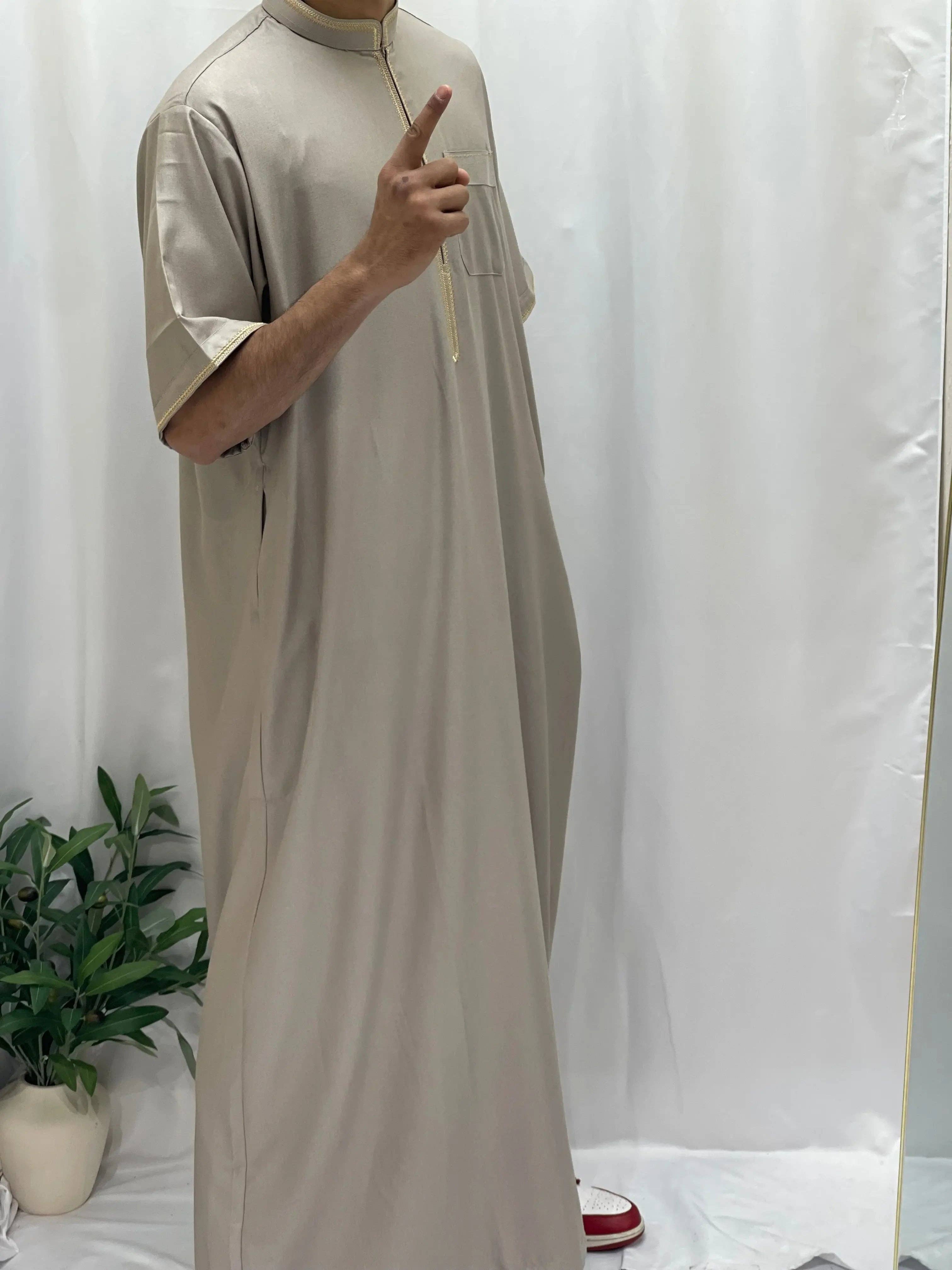 Palestinian Elegance - Wholesale  - Timeless Elegance: Men's Durable Kaftan Thobe with Gold Details31