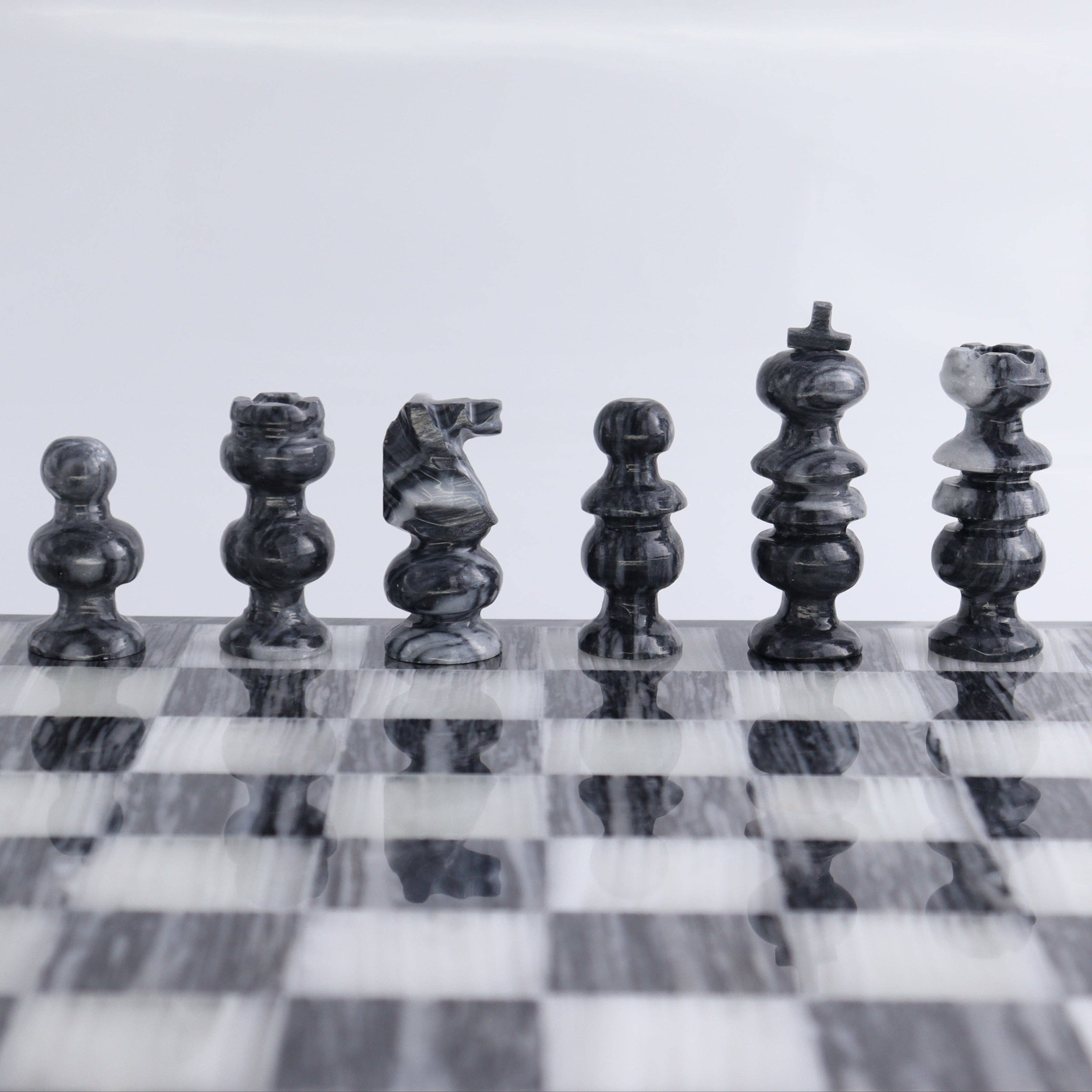 Mi Esperanza Minerals - Vendita all'ingrosso Giochi da tavolo - Grande set scacchi in onice e marmo (grigio)4