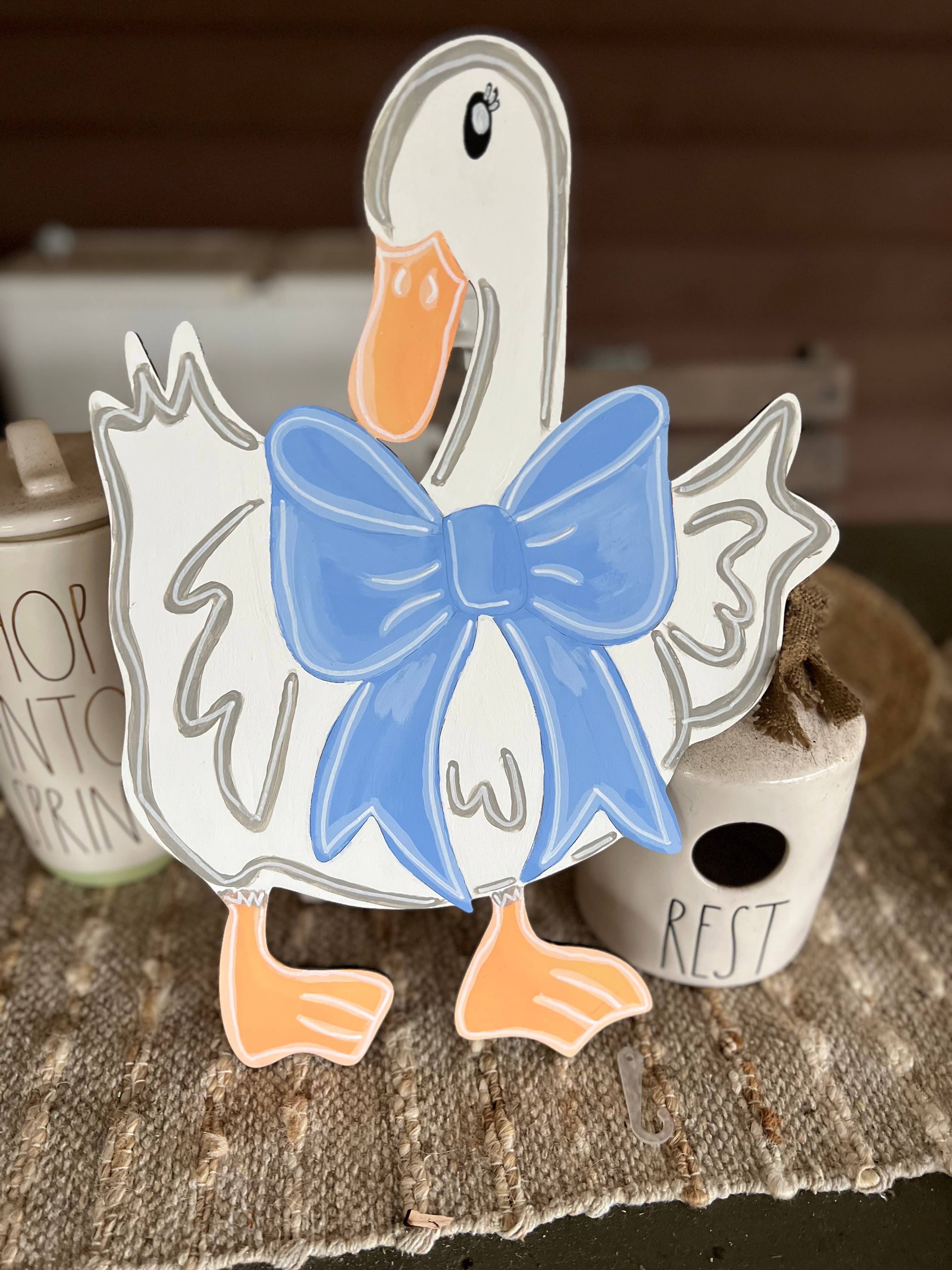 OBX Prep - Wholesale Door Hanger - Porch Goose Handmade White Birch Wooden Door Hanger ✨🪵5