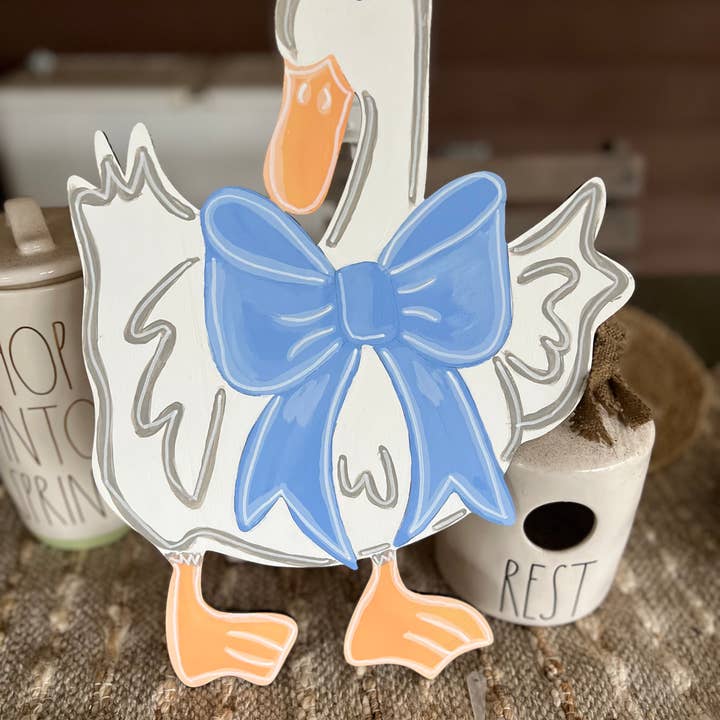 OBX Prep - Wholesale Door Hanger - Porch Goose Handmade White Birch Wooden Door Hanger ✨🪵5