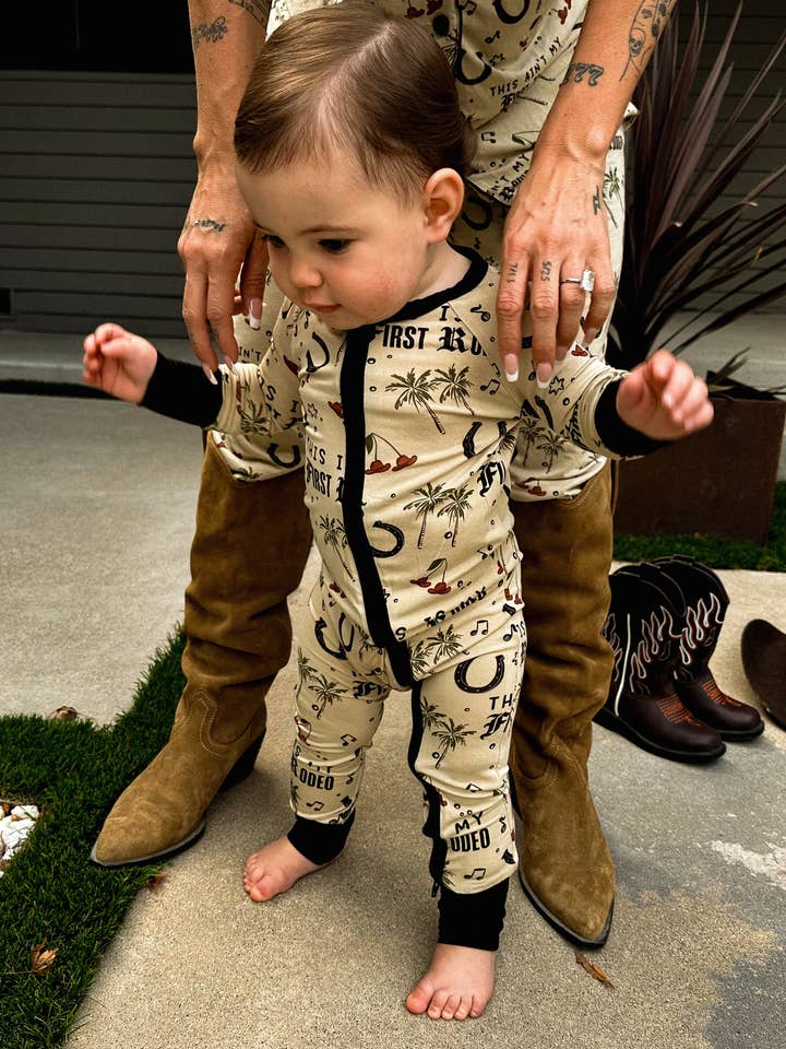 Jagger and Cash - Wholesale Bodysuit (Footed) - Baby - This Is My First Rodeo Baby Bamboo Zippy1