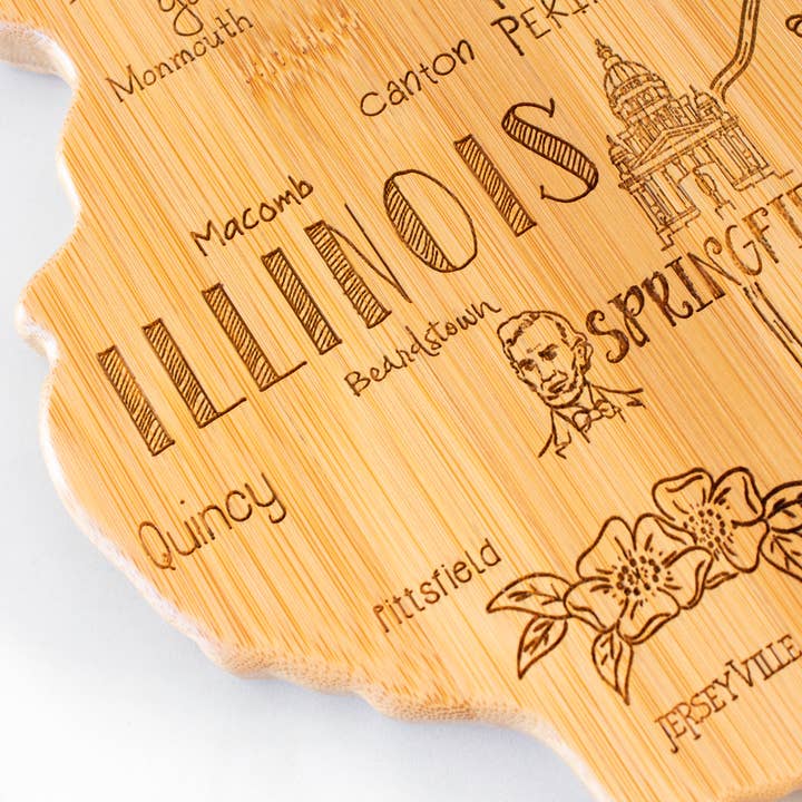 Totally Bamboo - Wholesale Cutting Board - Destination Illinois Cutting Board with Engraved Artwork
