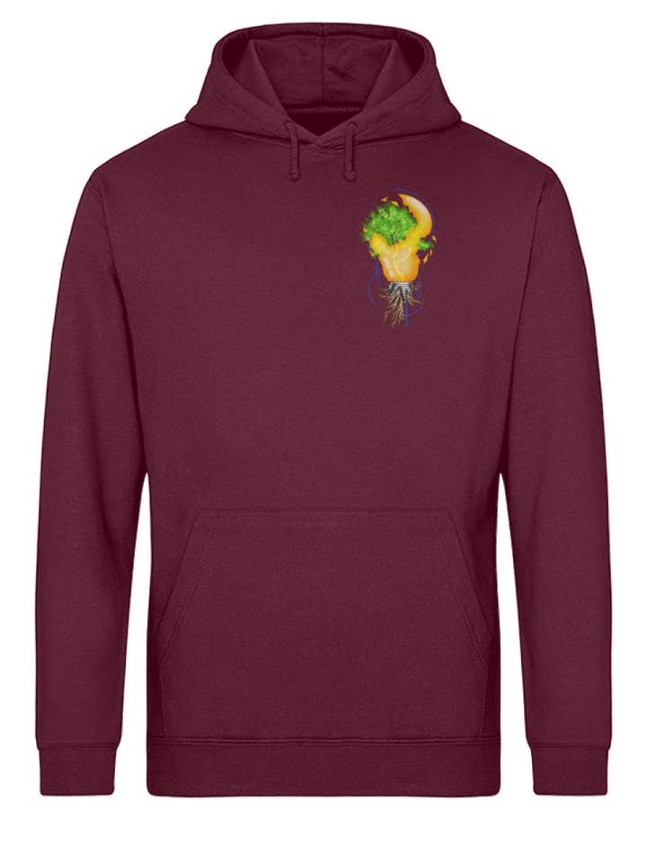 Tree in broken lightbulb - unisex basic organic hoodie for wholesale by Uwaldu