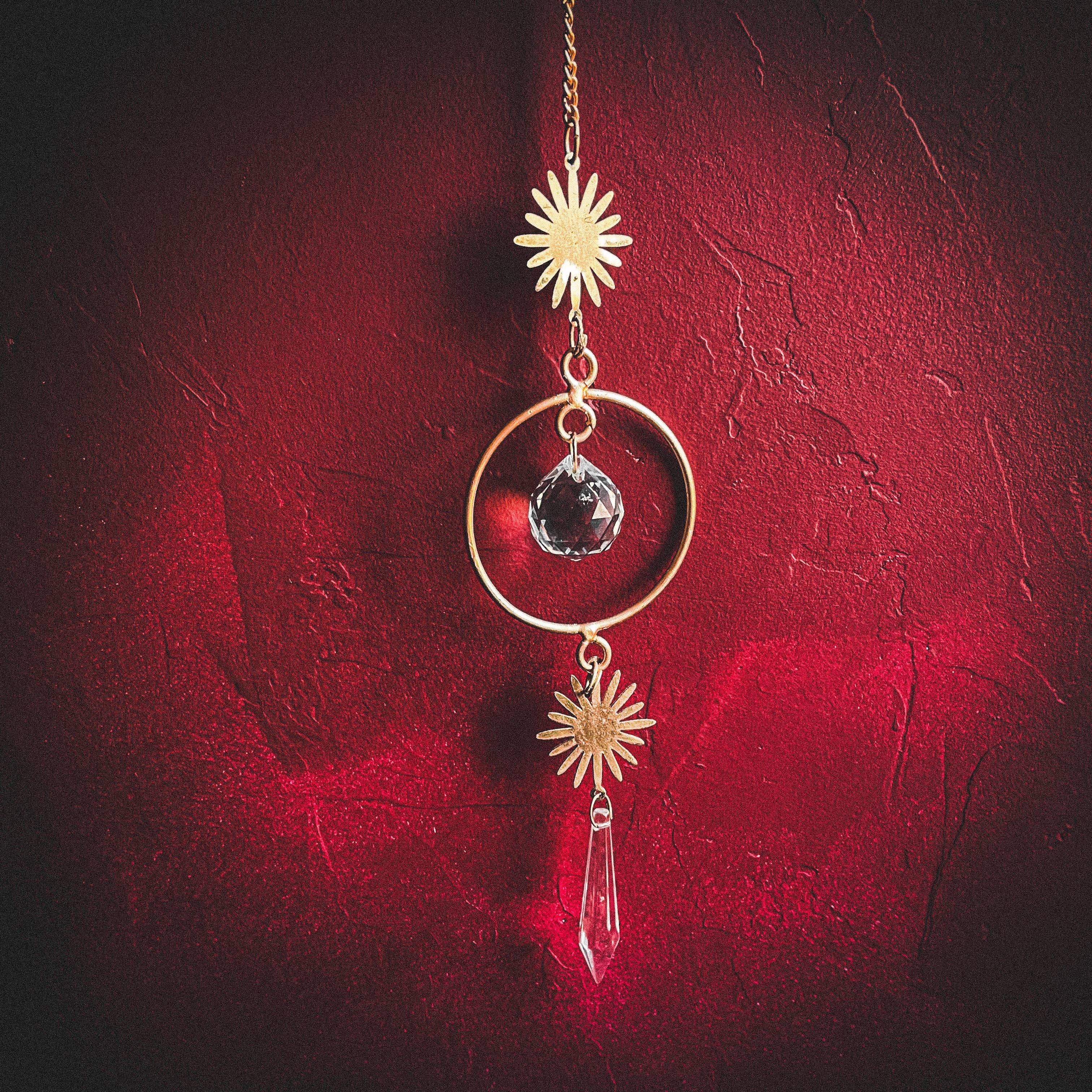 Mira Fair Trade – Engroshandel Solfanger – Sunburst catcher med krystaller i guld3