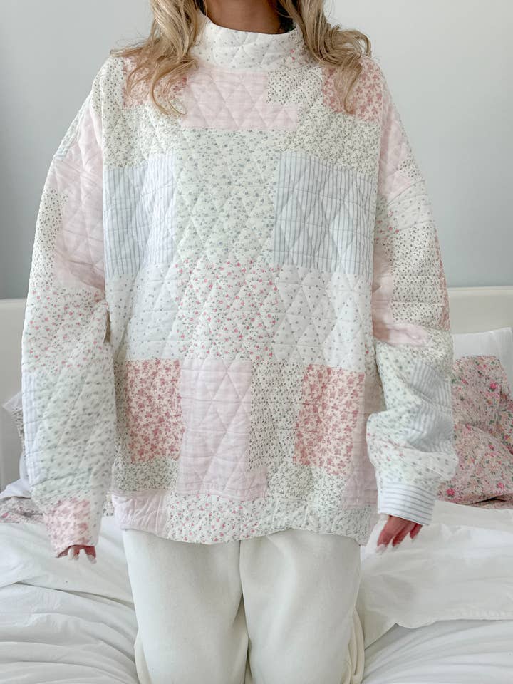 Quilted Pastel Mockneck Sweatshirt for wholesale on Faire