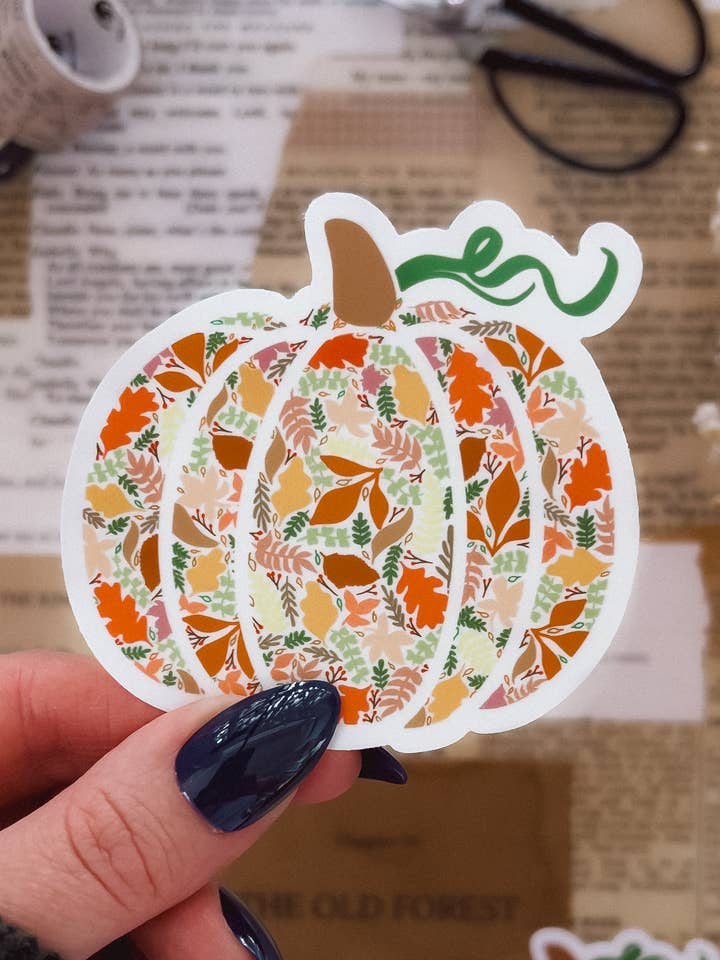 Autumn Floral Truck Sticker, 4x2in for wholesale by Twelfth Pine