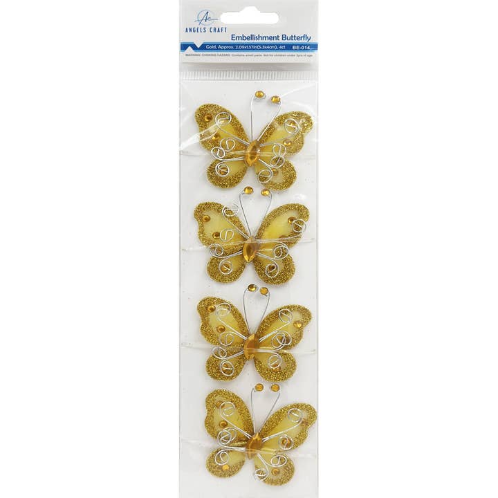 Angels Craft - Wholesale Craft supplies - Wire Butterfly Embellishment, 4-ct7