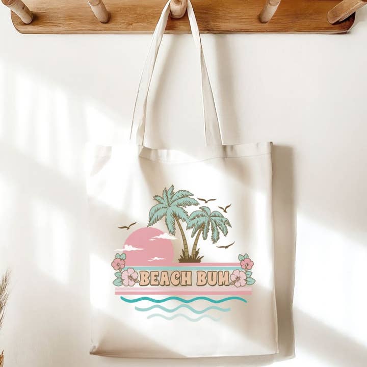 Beach Bum Summer Canvas Tote Bag for wholesale by Sister Ray