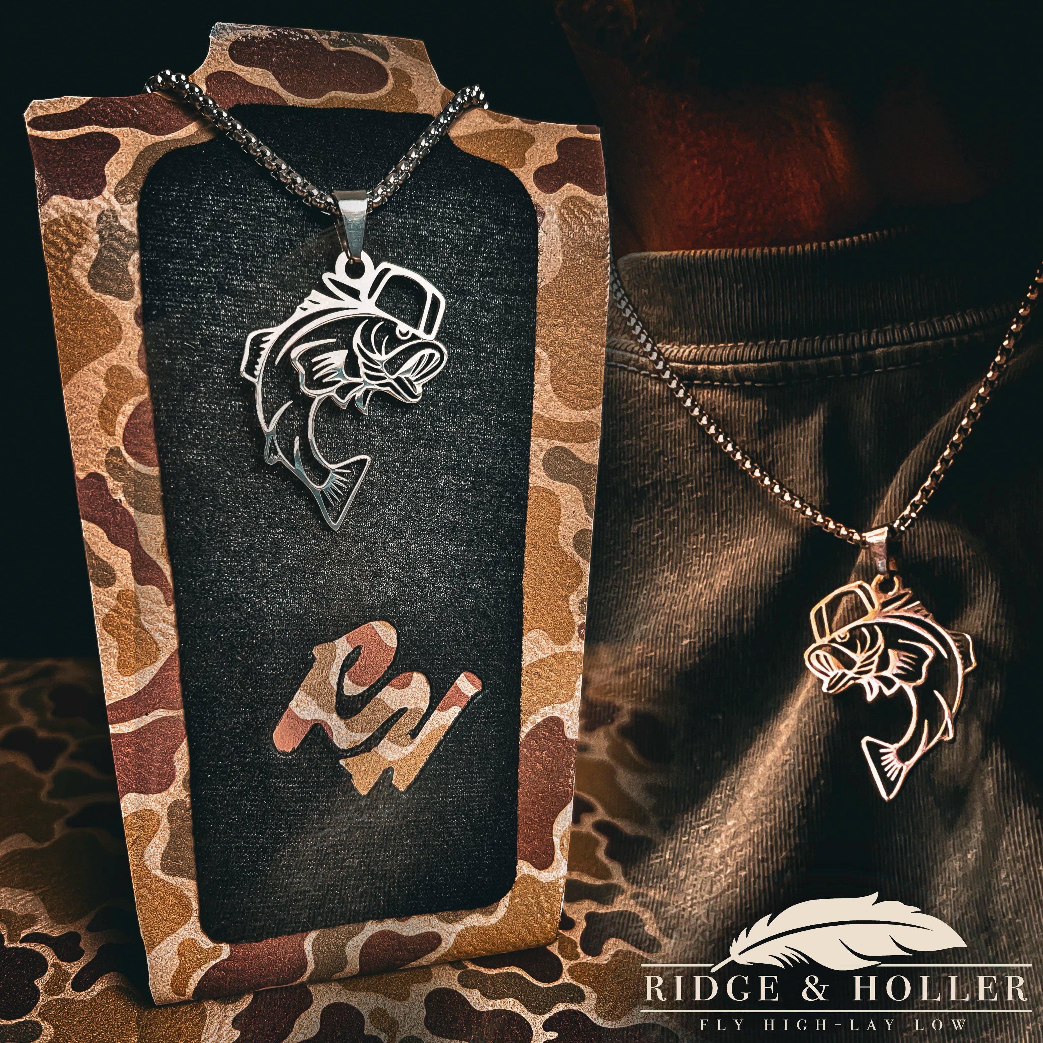 Ridge&Holler - Wholesale Pendant/Charm Necklace - Bass- Stainless Steel Necklace and Pendant
