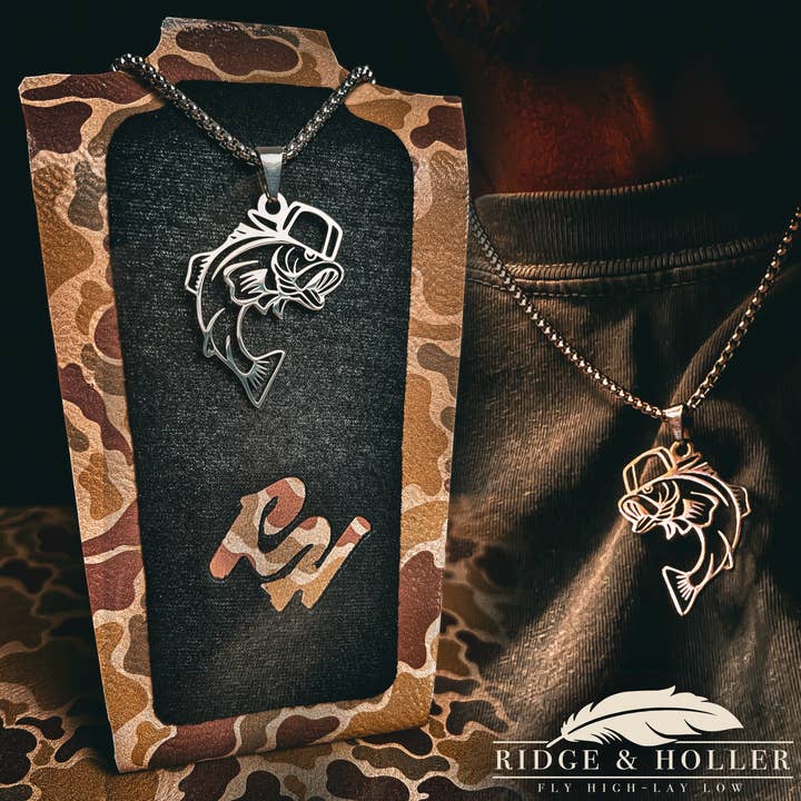 Ridge&Holler - Wholesale Pendant/Charm Necklace - Bass- Stainless Steel Necklace and Pendant
