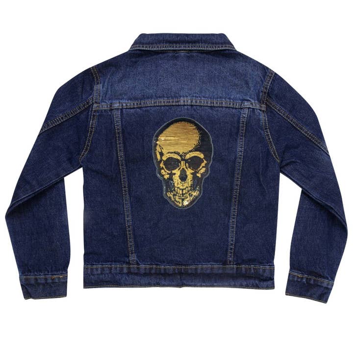 Jeansjacke mit goldfarbenen Pailletten und für den Großhandel von Cat in the Hood