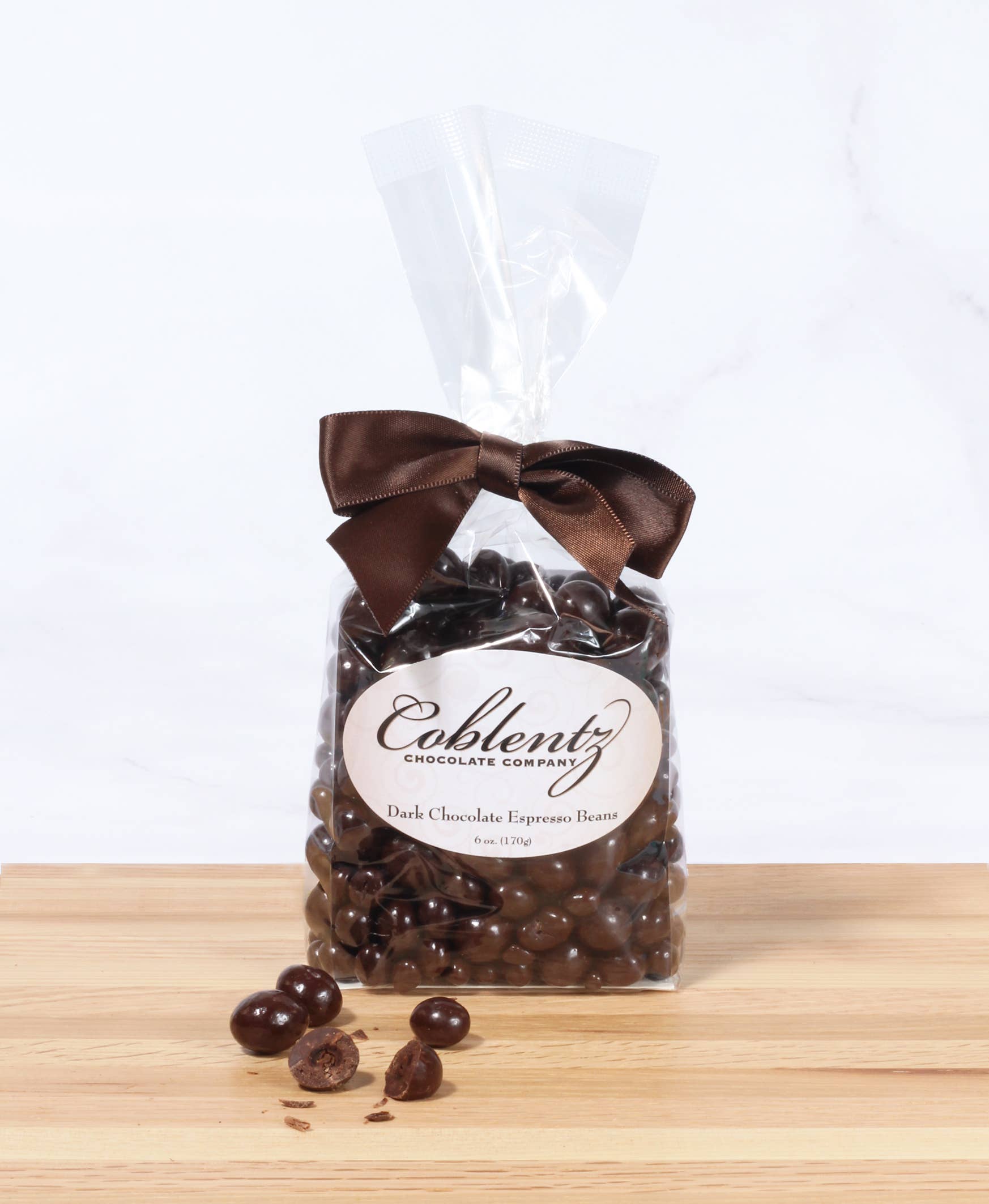 Coblentz Chocolate Company - Wholesale Chocolate Covered Sweets - Dark Espresso Beans Bag With Bow