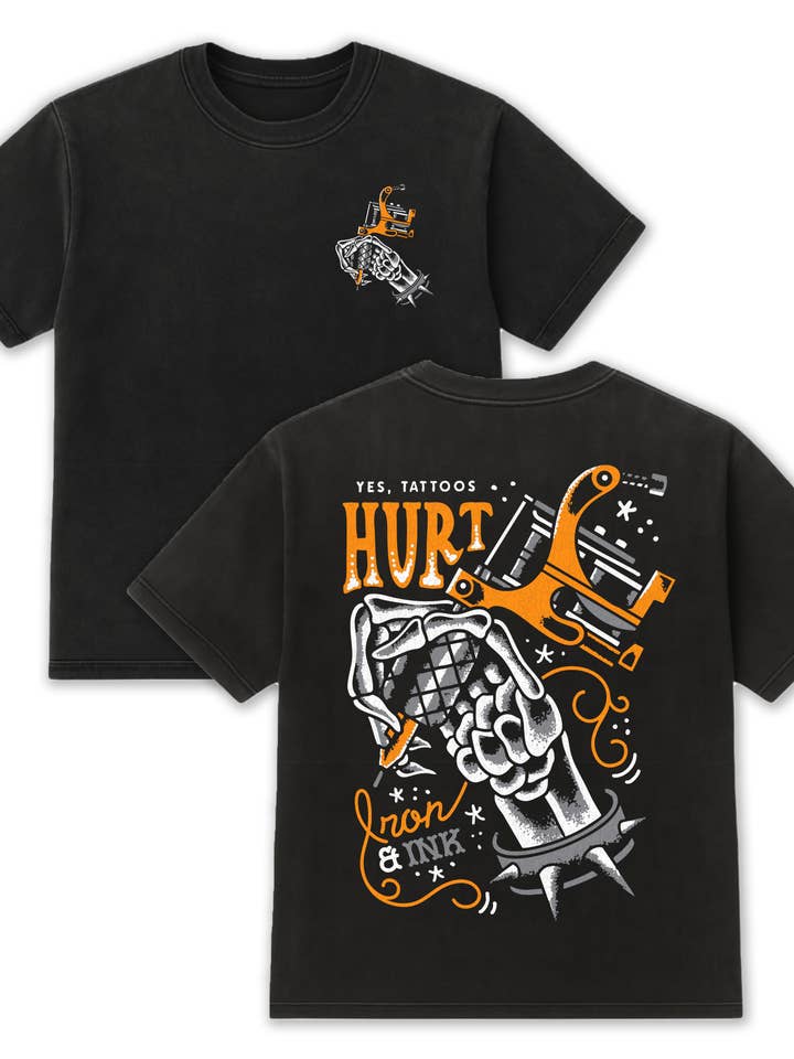 New "Yes, tattoos hurt" shirt- slight oversized fit- Black for wholesale by Iron And Ink Clothing Co