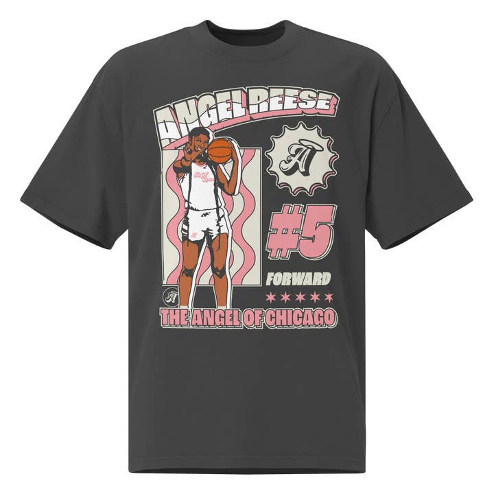 Angel Reese "Angel in Chicago" Oversized T-shirt Faded Black for wholesale by Athlete Studio