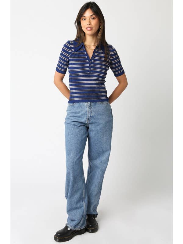 Olivaceous - Wholesale Button Down Shirt - Women's - Ina Stripe Top23