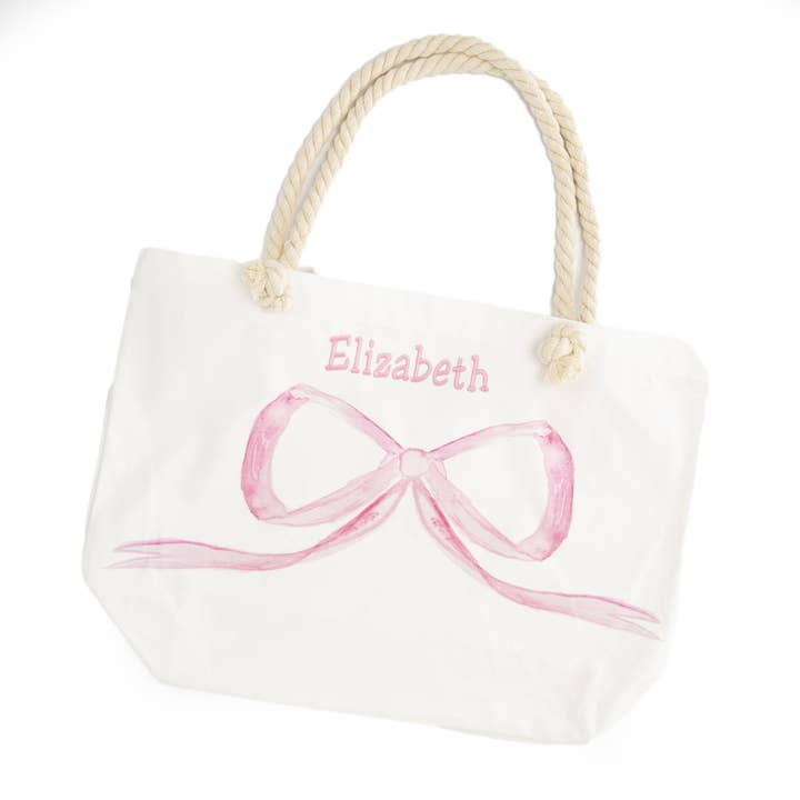 Pink Bow Tote for wholesale by Over the Moon Gift