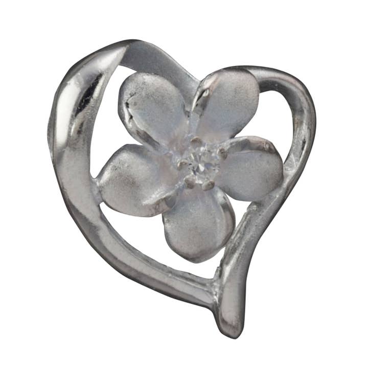Pendentif Cœur Plumeria pour la vente par Silver Gallery