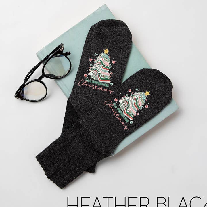 Christmas Tree Themed "All Booked... For Christmas" Women's Christmas Socks for wholesale by The Obstinate Octopus