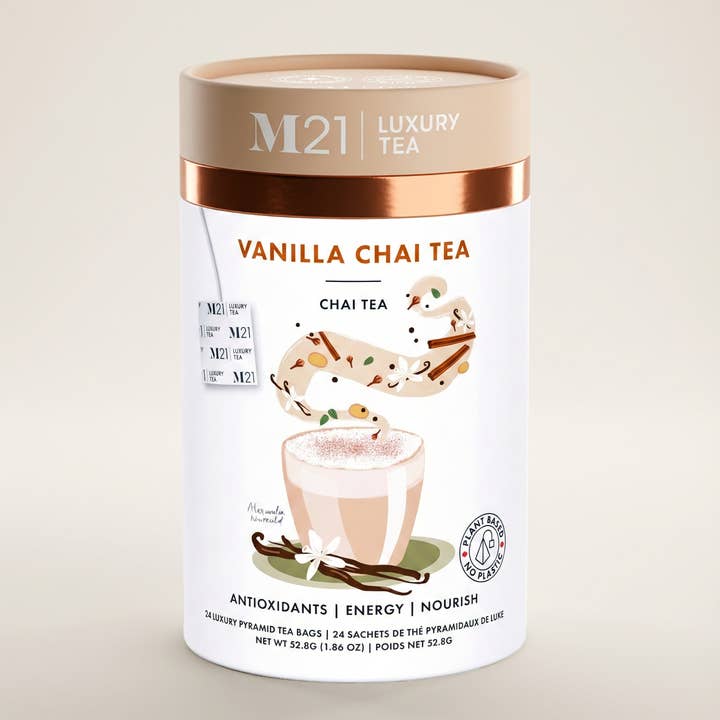 Chá Preto de Luxo com Baunilha e Chai | Canadiano | 24 unid. por atacado de Tega Organic Tea