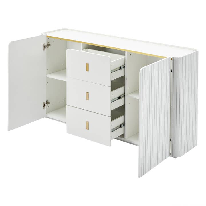 Urban Meuble - Wholesale Sideboard - Elegant white sideboard with 2 doors, 2 drawers, and LED lighting 150*35*80cm KRAUDREL54