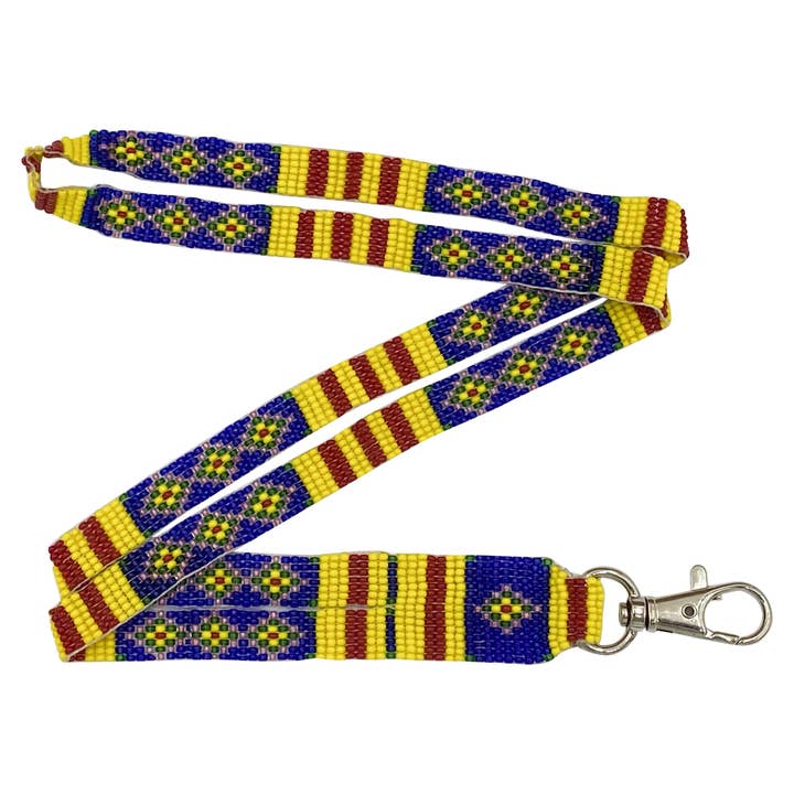 Lanière en perles faite à la main 0,4 pouce – Lanière à motif géométrique avec fermoir mousqueton, chute de 16 pouces pour la vente par BEADS CORNER