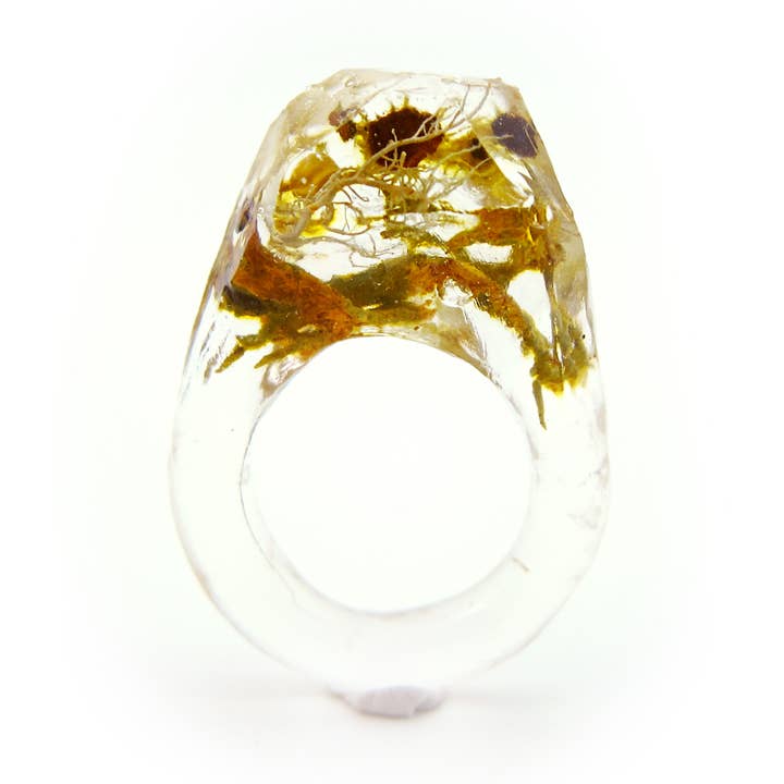 Anillo de resina inspirado en cristales de terrario de cristal | Tamaño 5.5 para venta al por mayor de Squidlicks
