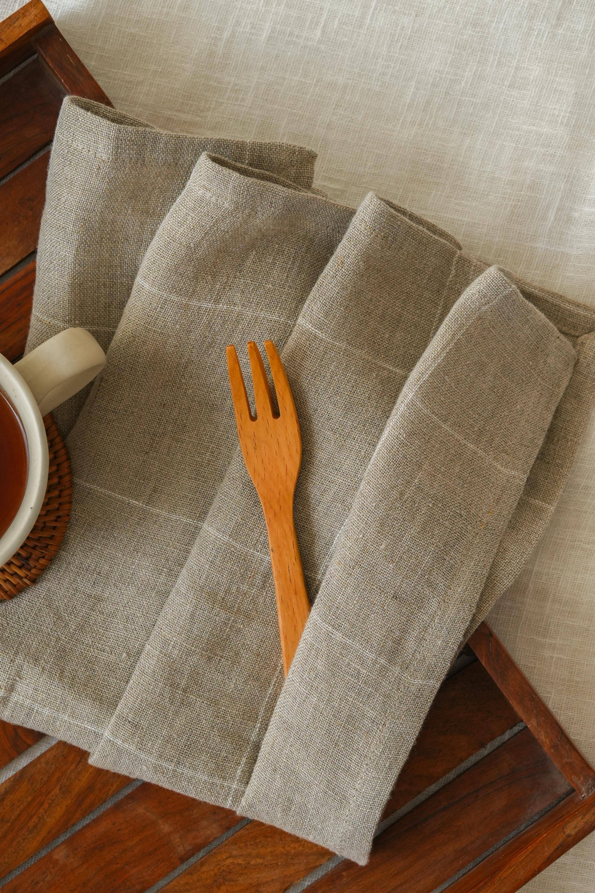 Live Linen - Wholesale Dinner & Cloth Napkin - Linen Hickory Napkin – Yarn-Dyed Checks Handmade2