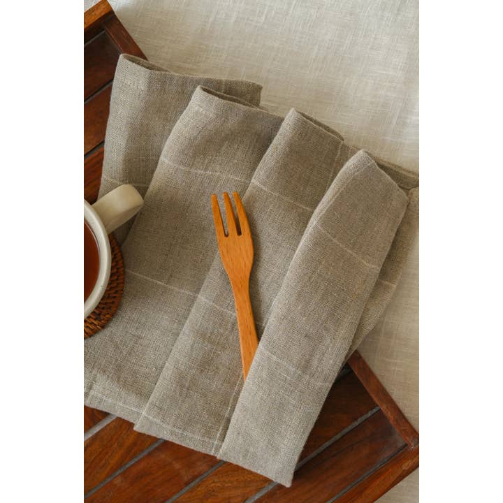 Live Linen - Wholesale Dinner & Cloth Napkin - Linen Hickory Napkin – Yarn-Dyed Checks Handmade2