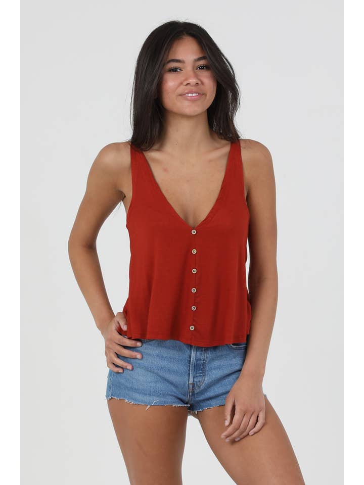 ANGIE - Wholesale Tank Top - Women's - X2T72-ASIS V NECK SWINGY TANK TOP WITH OPEN BACK BASIC TANK