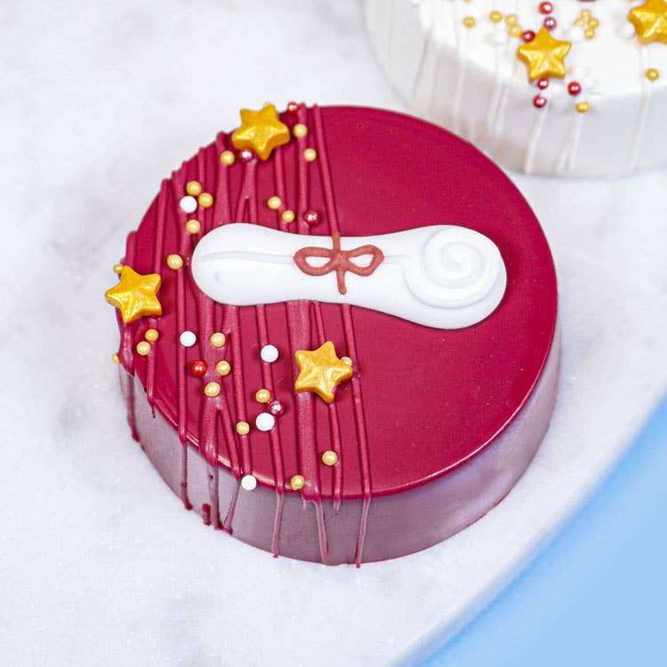 Summitbaking - Wholesale Decorating Tool - Graduation Hat/Cap and Diploma: Burgundy Set, Royal Icing De6