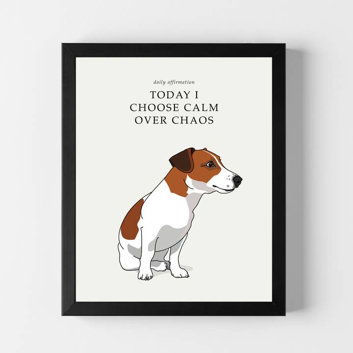 Positive Affirmation 8x10 Dog Art with Jack Russell Terrier for wholesale by Pop Doggie