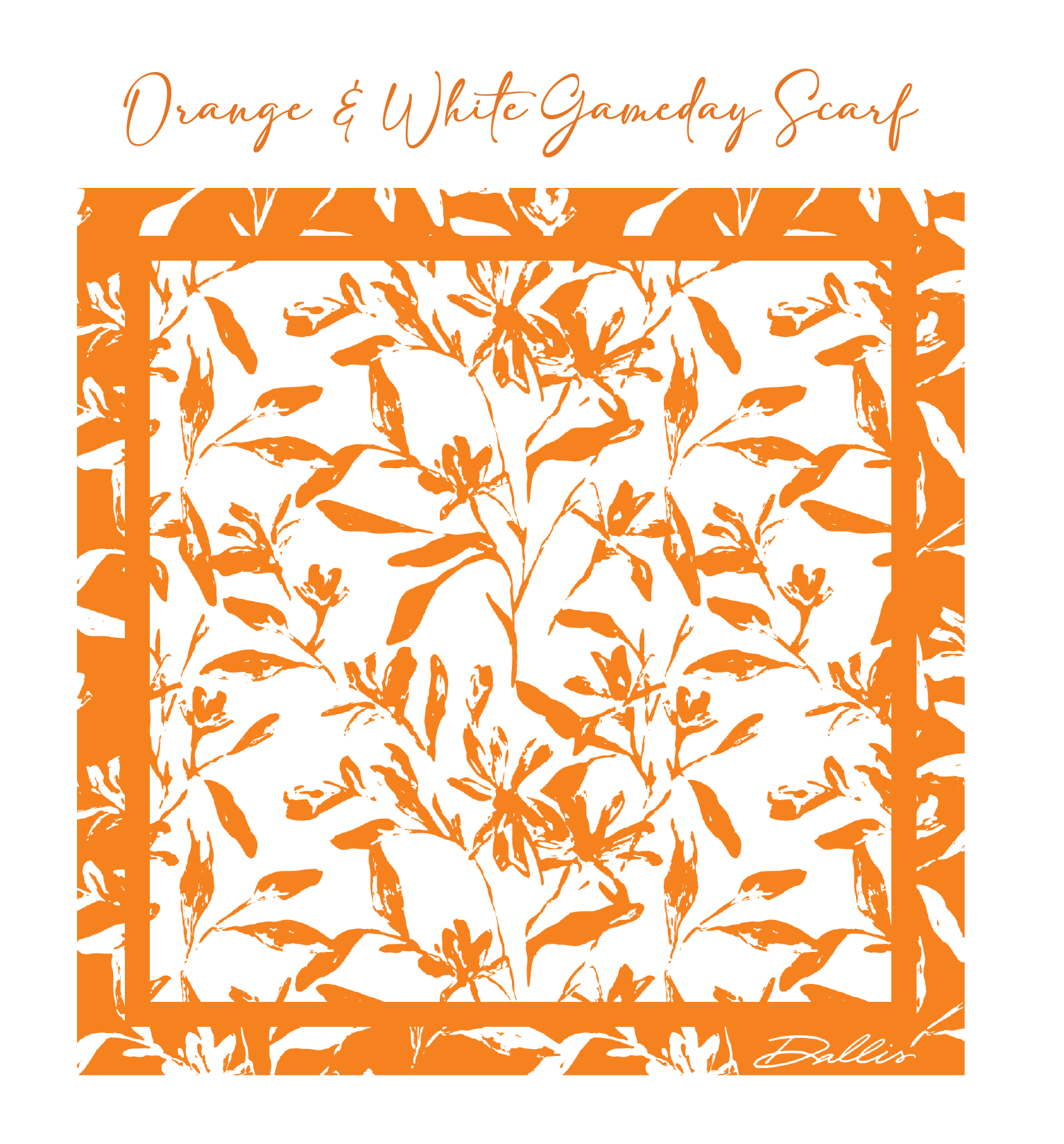 Dallis Foshee Art & Design, LLC - Wholesale Scarf - Women's - Orange + White Gameday Scarf1
