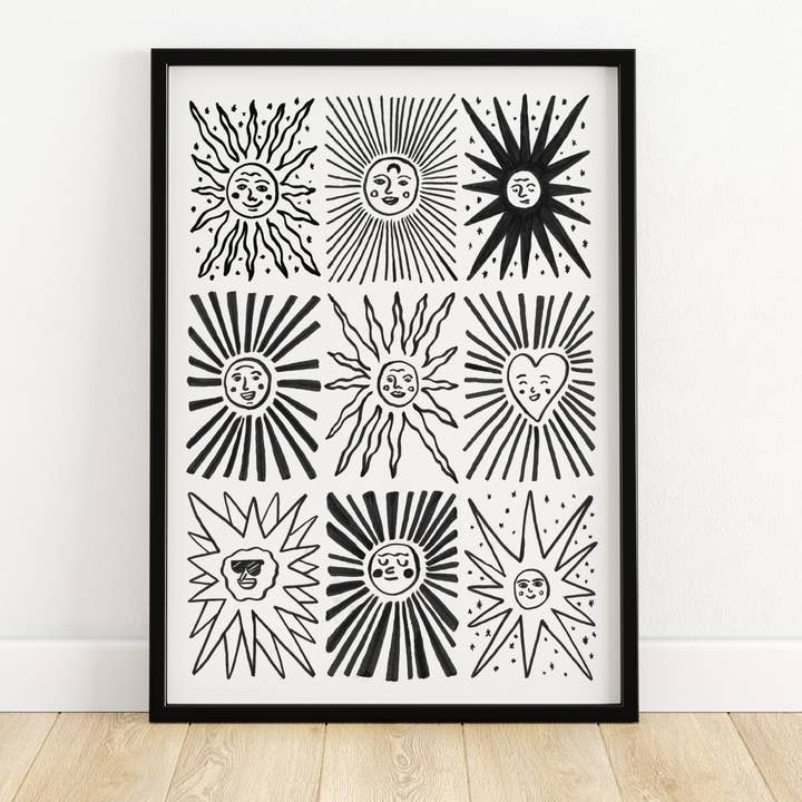 Sun Faces Print for wholesale by Alex Foster Illustration