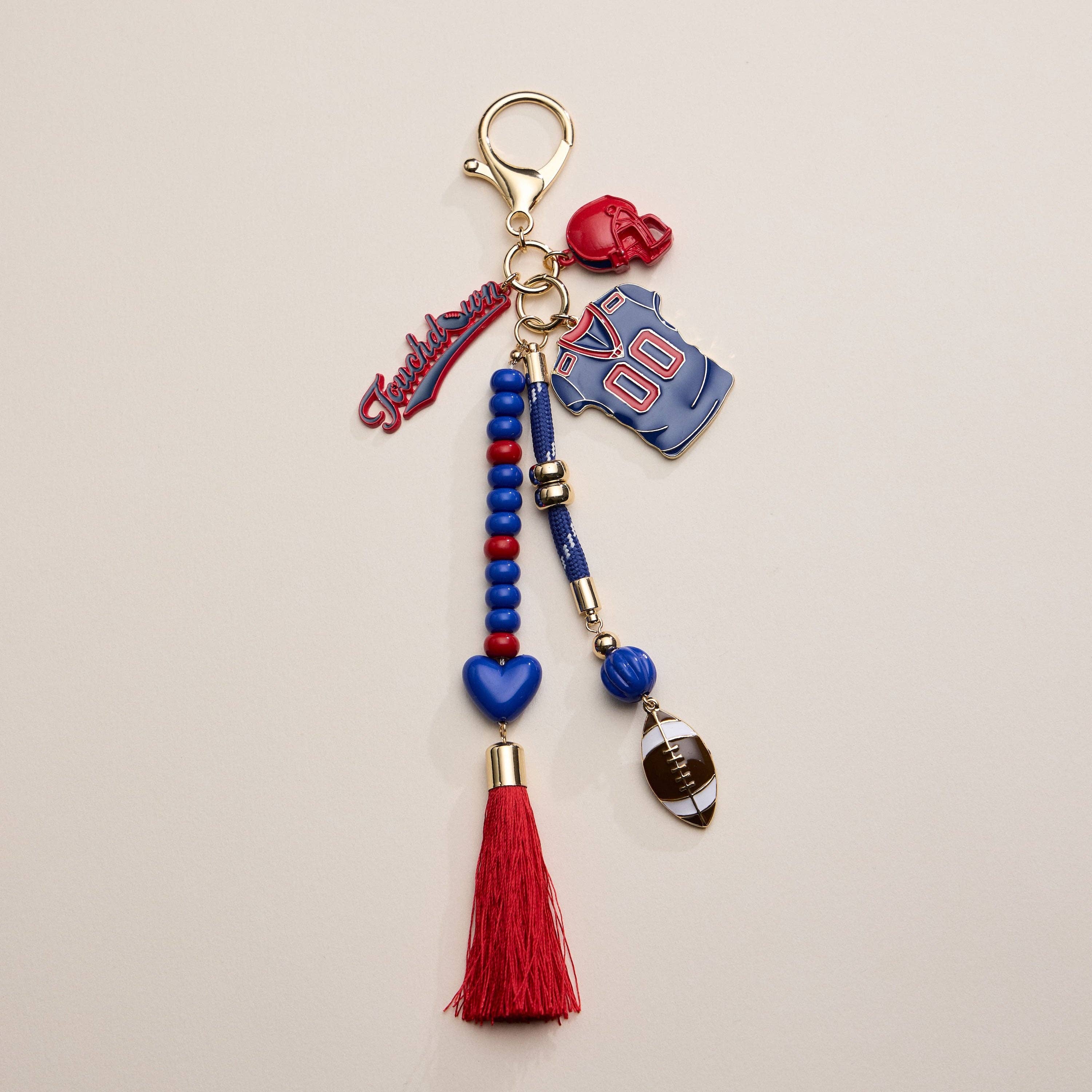 Lilla Haven - Wholesale Keychain - Women's - Gameday Football Keychain – Football Jersey, Helmet, Touchdown Charm & Tassel Bag Accessory0