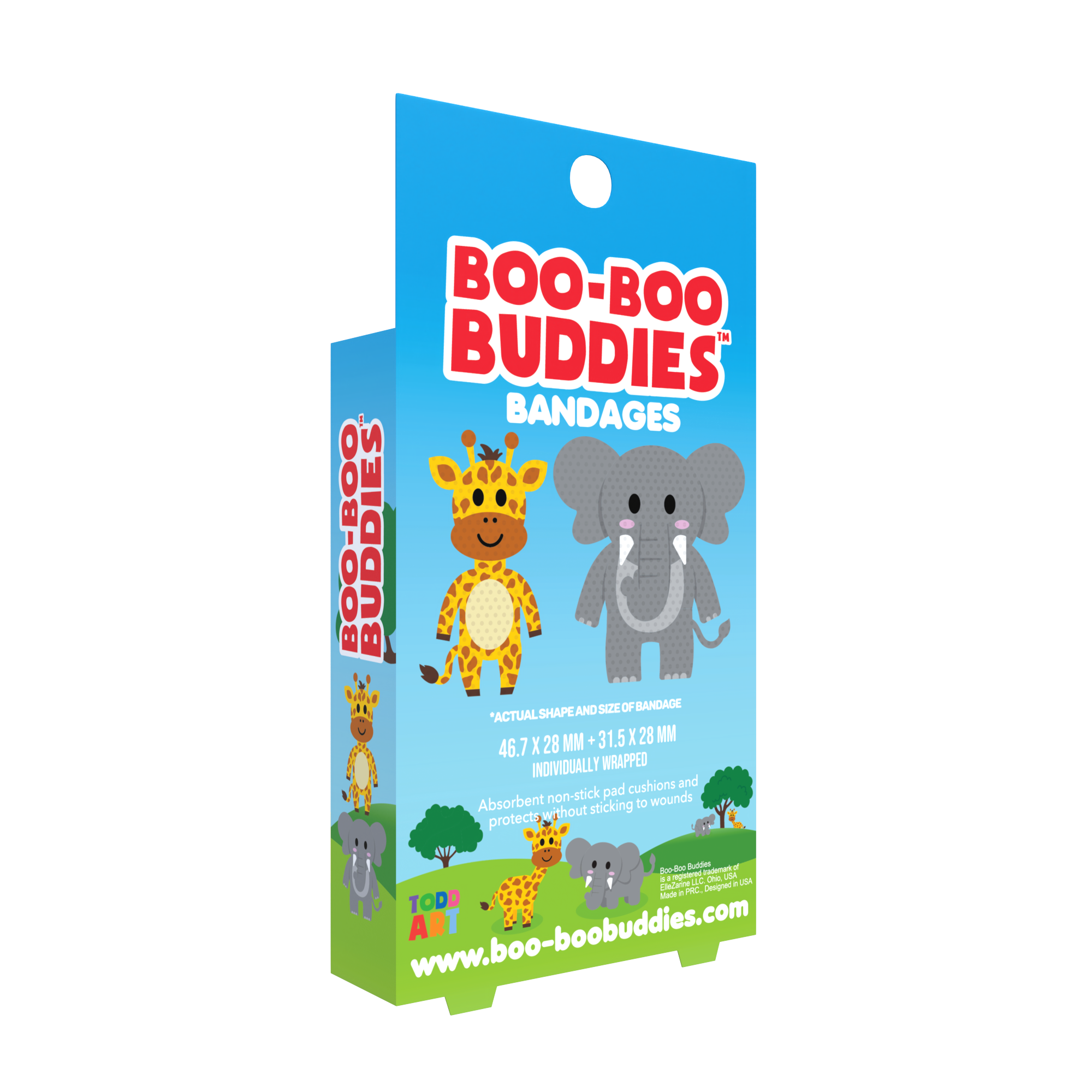 Boo Boo Buddies – wholesale Plåster/bandage – Barnplåster – Elefant + Giraff (24 stycken, Latexfri)4