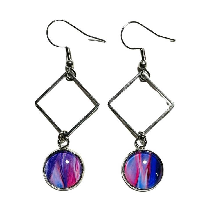 Boucles d'oreilles carrées originales en argent pour la vente par Drift Away Studio