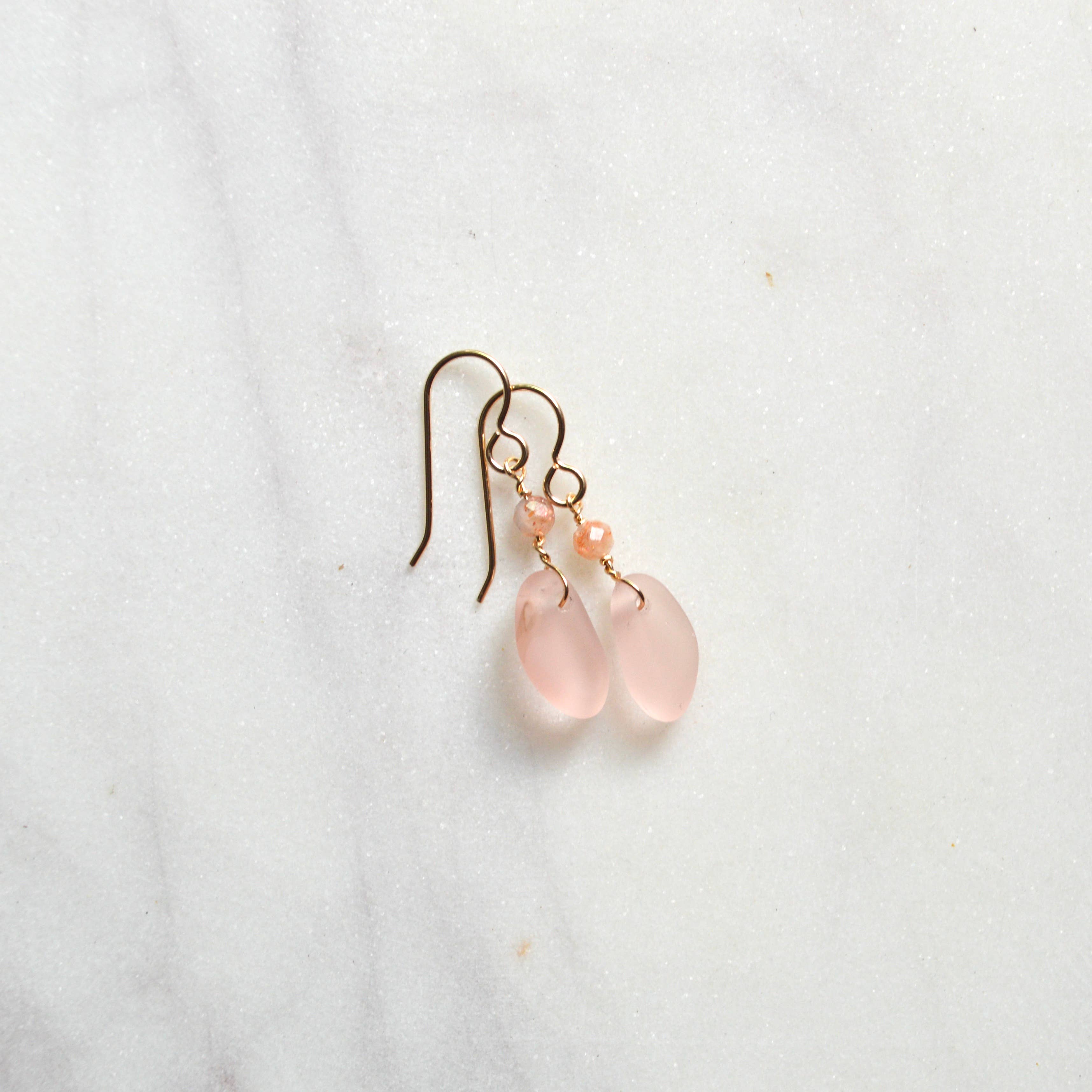 Salty But Sweet - Wholesale Dangle Earrings - Tiny Pink Glass Earrings6