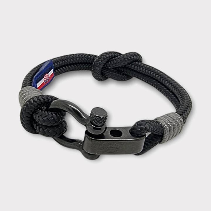 CAPTAIN Black & Grey 4mm Nautical Bracelet (TB13) for wholesale by Break Time