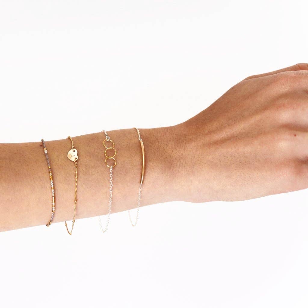 Ofina Jewelry - Wholesale Link & Chain Bracelet - Tiny Triple Diamond Cut Circles Bracelet2