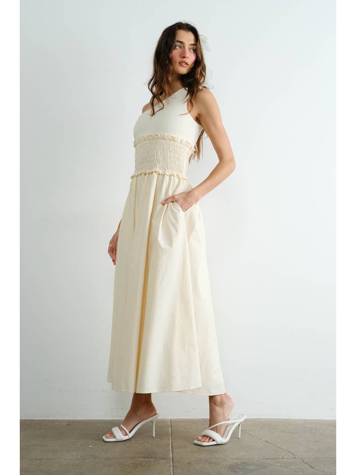 Creamon – wholesale Klänning - Dam – Maxiklänning i poplin med en axel10