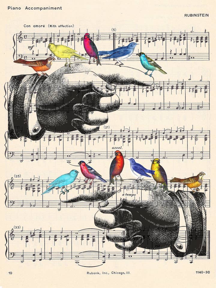 FINGER BIRDS MUSIC PRINT for wholesale by ARTNWORDZ LLC