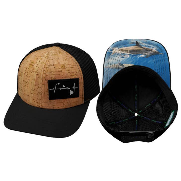 Hawaii Hat | Baseball Hat Fit | Cork - Black for wholesale by The Heartbeat Brand