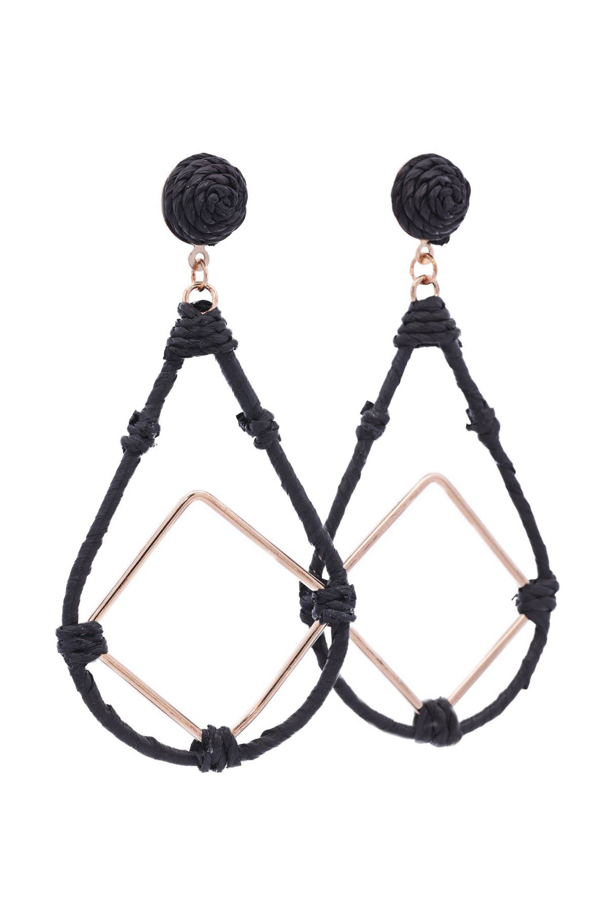 Urbanista Outlet - Vente Boucles d'oreilles pendantes - Boucles d'oreilles Raffia Open Leardrop avec Dia Drop18