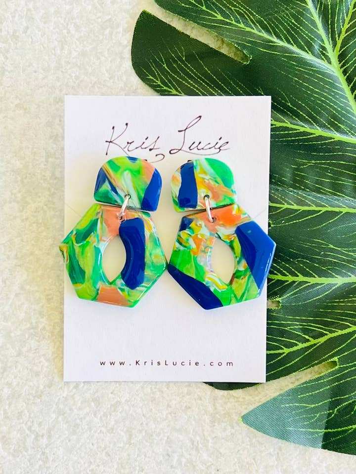 Emerald & Blue Earrings for wholesale by Kris Lucie