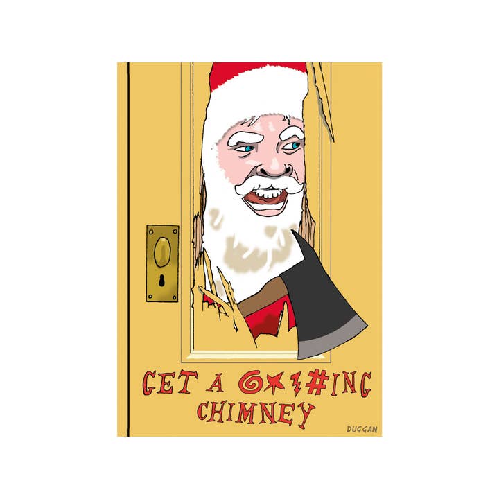 La carte de Noël éclatante – Carte de Noël drôle et en colère du Père Noël pour la vente par Duggoons Greeting Cards