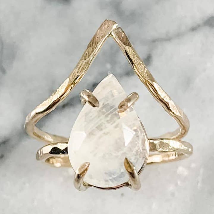 Pear Rose Cut Moonstone Contour Stacking Set for wholesale by Simply Chic Jewelry