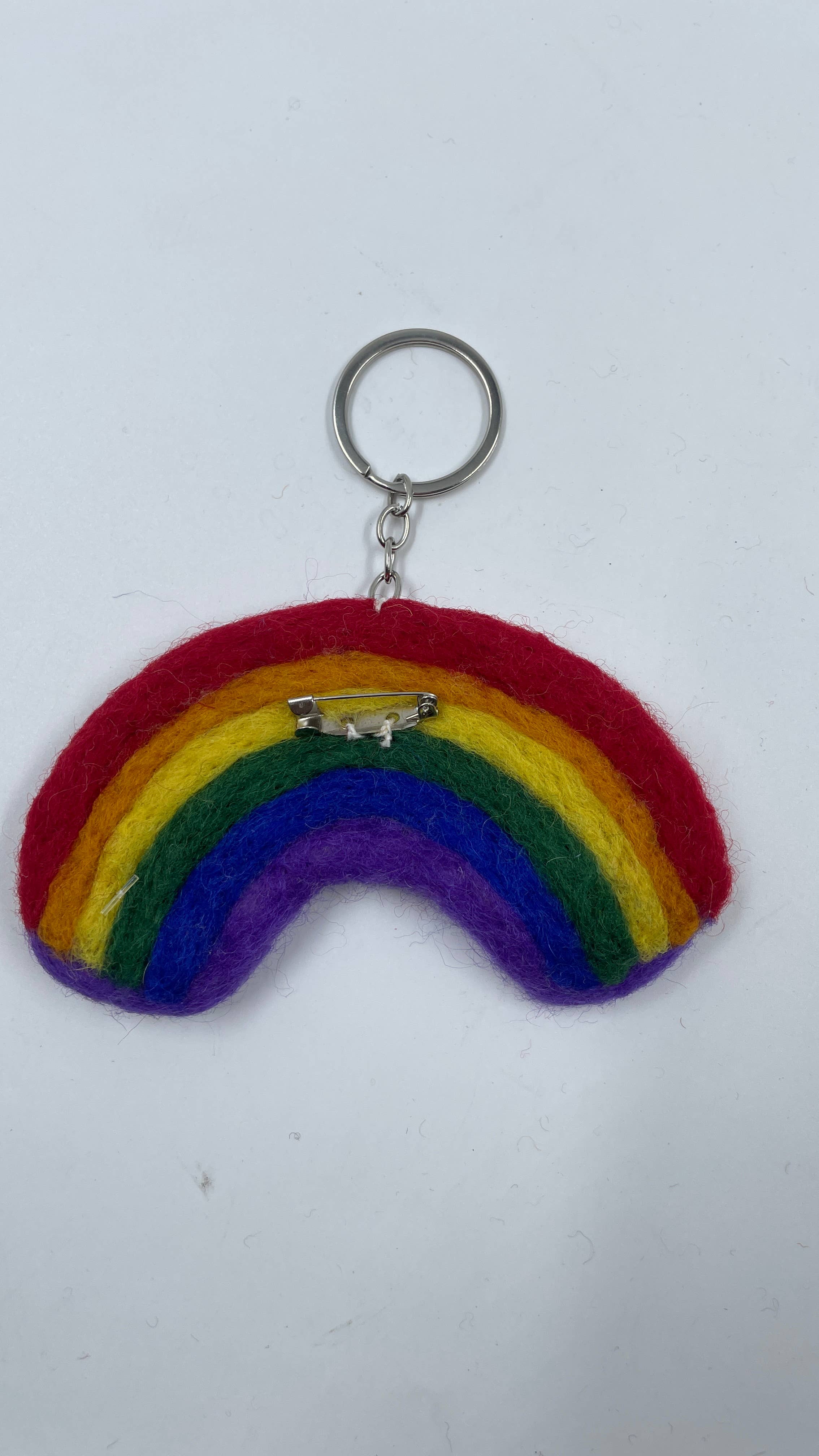 Funky Yak Ltd – wholesale Keychain – Women's – Handmade Cute Felt Rainbow Keyrings with Pin 0
